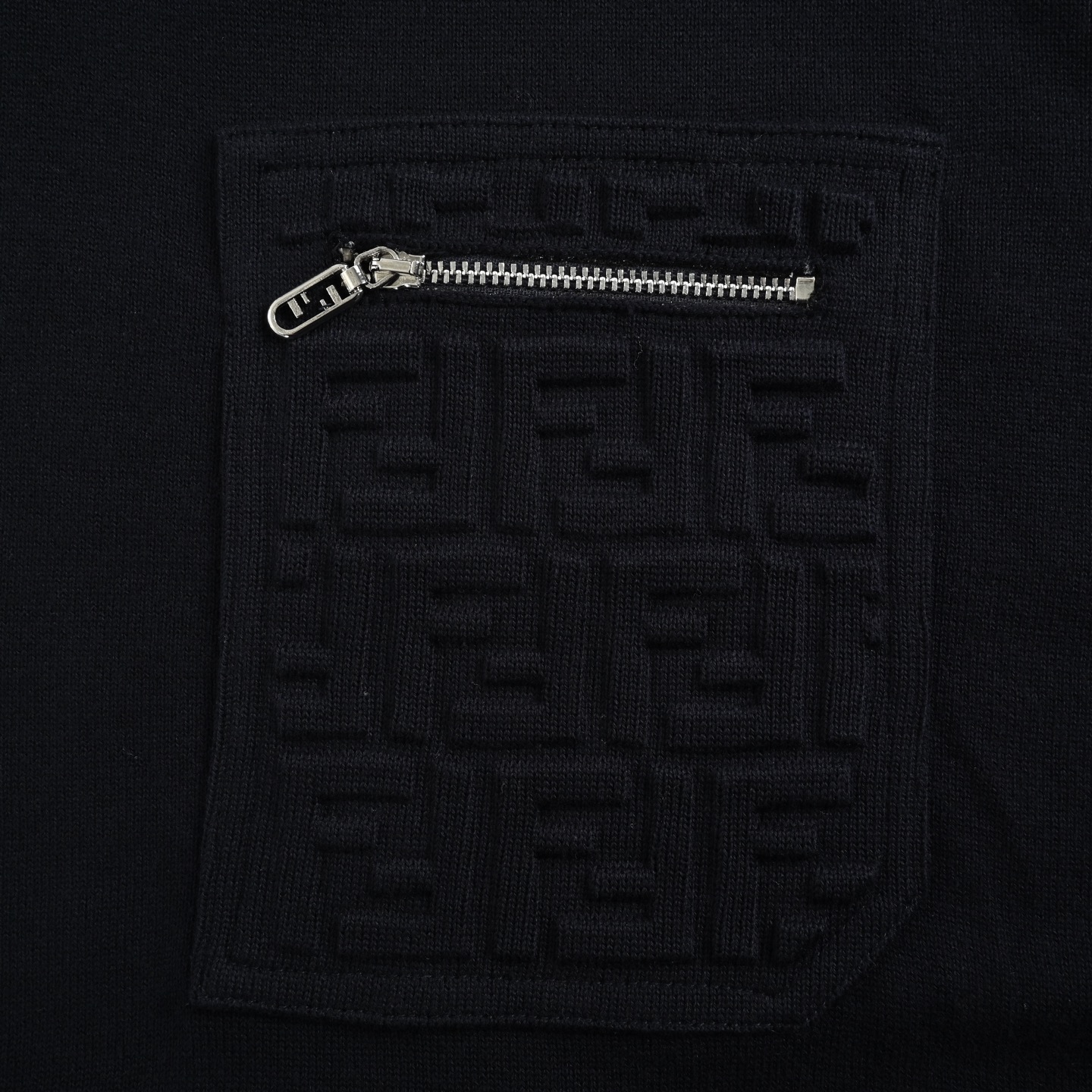 Fendi/芬迪 24Fw 浮雕口袋海军蓝圆领毛衣