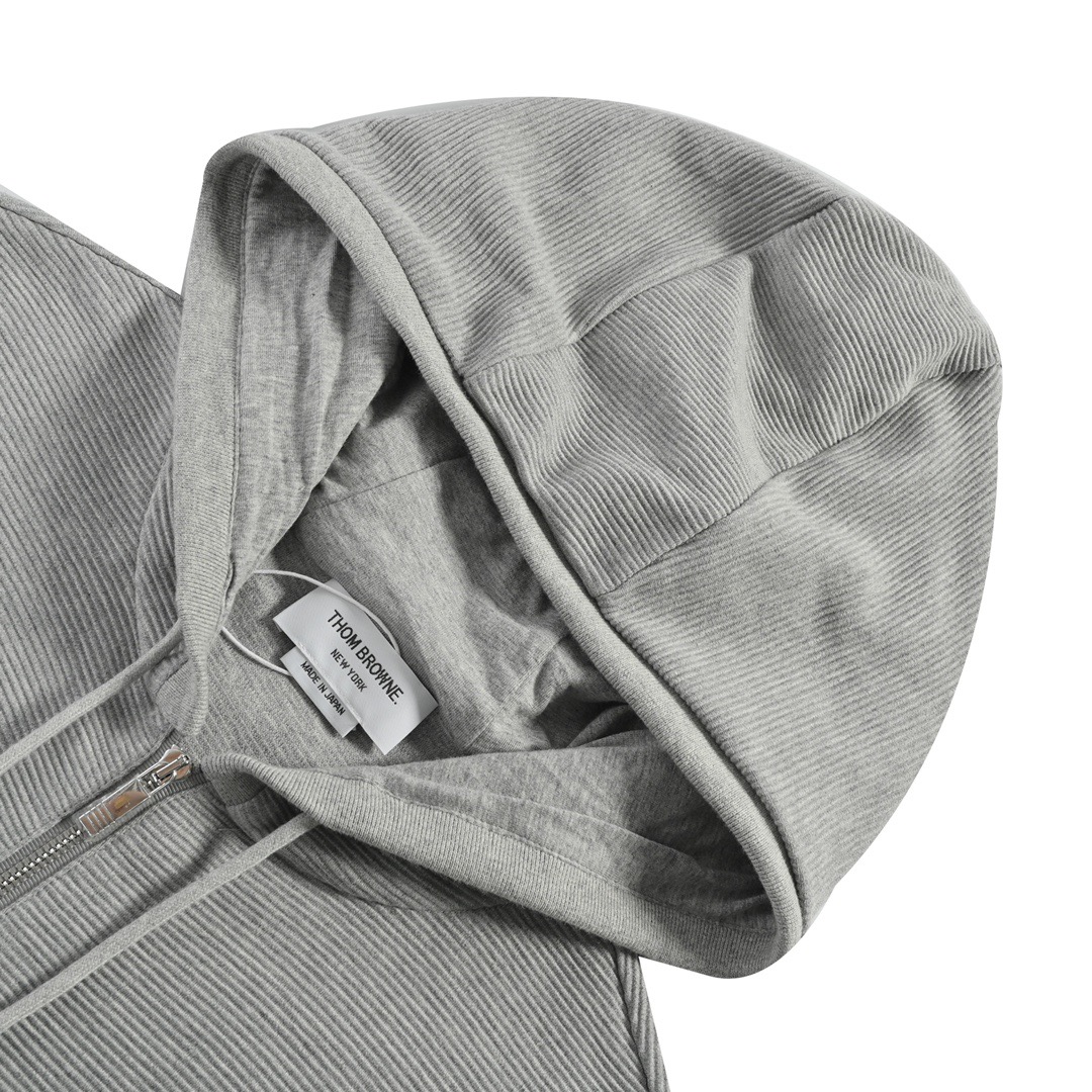 Thom Browne /汤姆布朗 22Fw 水波纹拉链卫衣外套