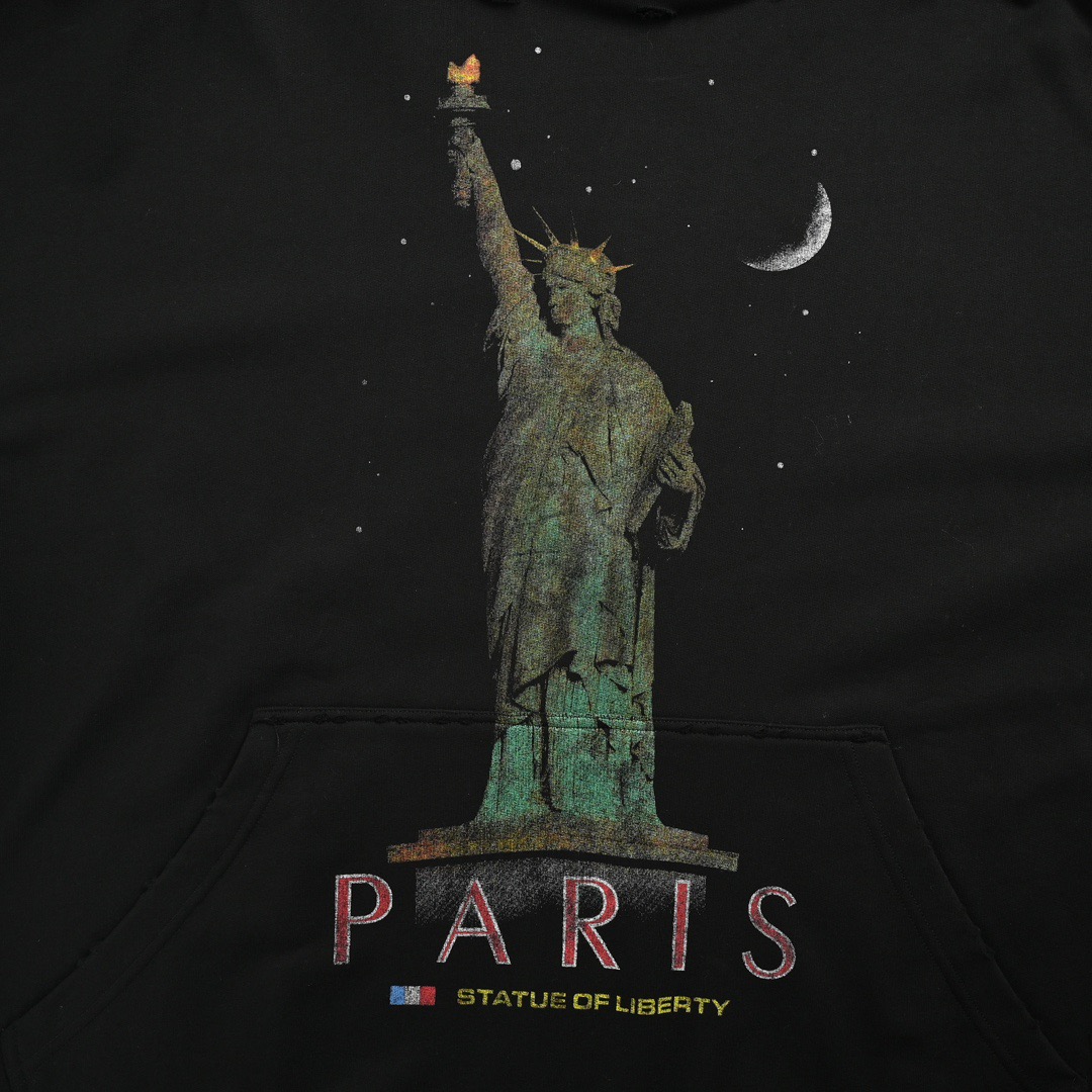 Balenciaga/巴黎世家 24Fw 自由女神印花连帽卫衣-Chinese UA Cheap High Quatity Brand Clothes Bags handbags Sneakers wholesale wholesaler seller from China Factory suppliers Fashion Clothing Shoes best Quality Beautiful Price Balenciaga/巴黎世家 24Fw 自由女神印花连帽卫衣