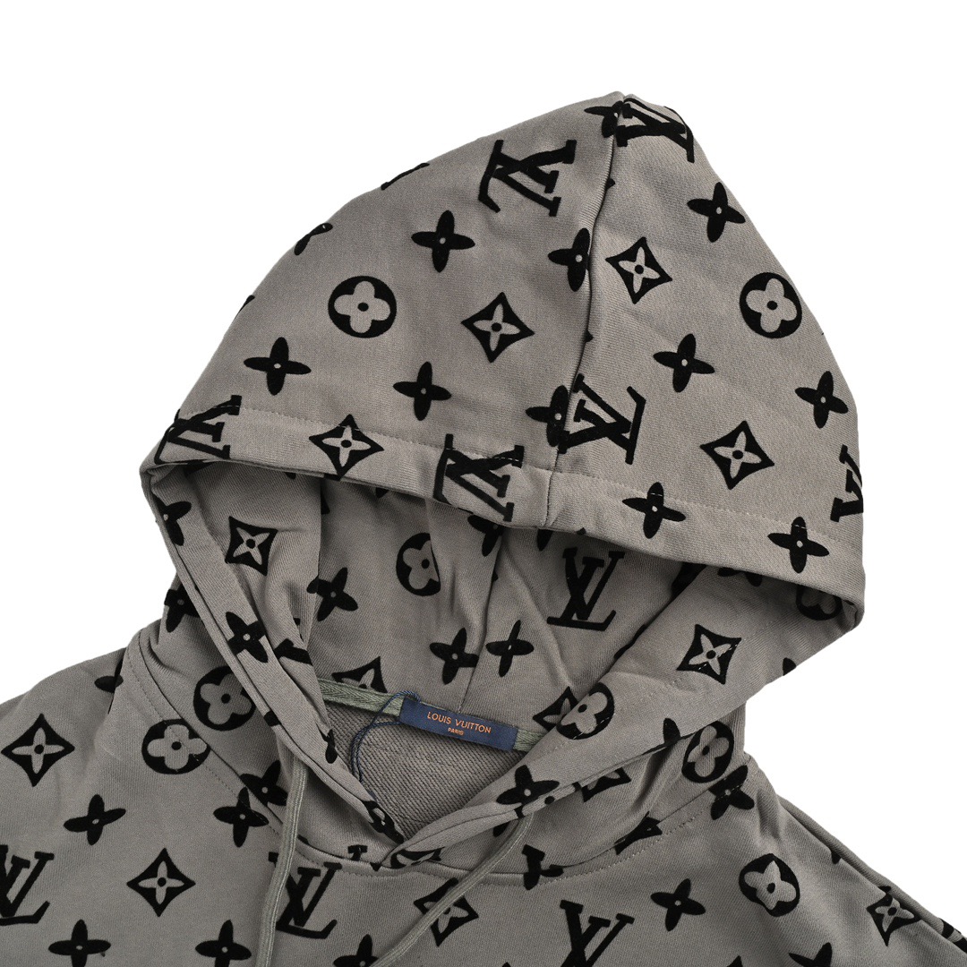 Louis Vuitton/路易威登 24Fw 满印老花植绒印花连帽卫衣-Chinese UA Cheap High Quatity Brand Clothes Bags handbags Sneakers wholesale wholesaler seller from China Factory suppliers Fashion Clothing Shoes best Quality Beautiful Price Louis Vuitton/路易威登 24Fw 满印老花植绒印花连帽卫衣
