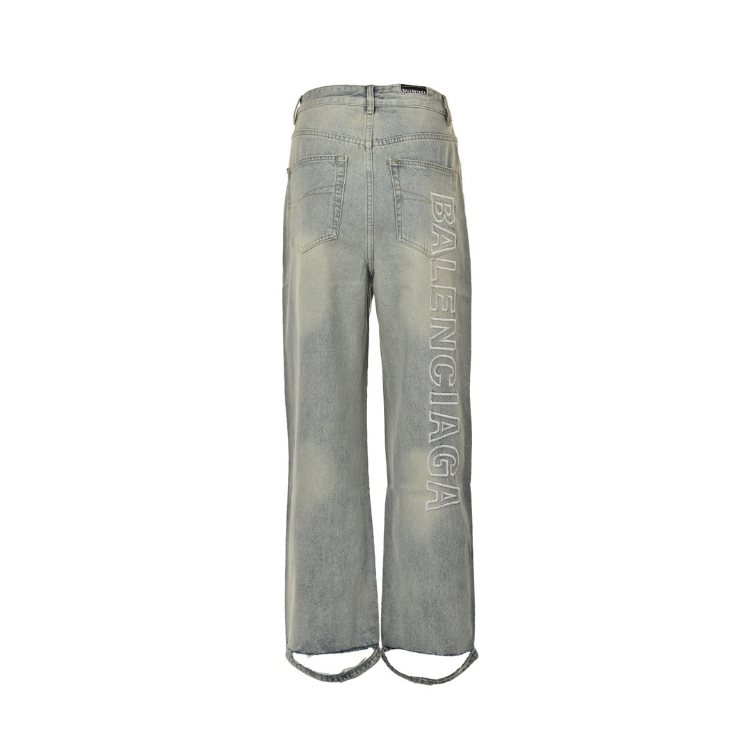 Balenciaga/巴黎世家 刺绣字母水洗宽松阔腿牛仔裤 Balenciaga/巴黎世家 刺绣字母水洗宽松阔腿牛仔裤