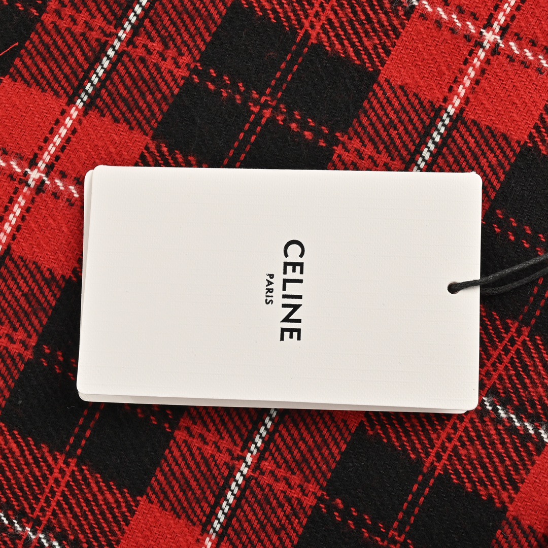 Celine/赛琳 24Fw 凯旋门刺绣格纹衬衫 赛琳 24ss秋季新款格子衬衫logo刺绣