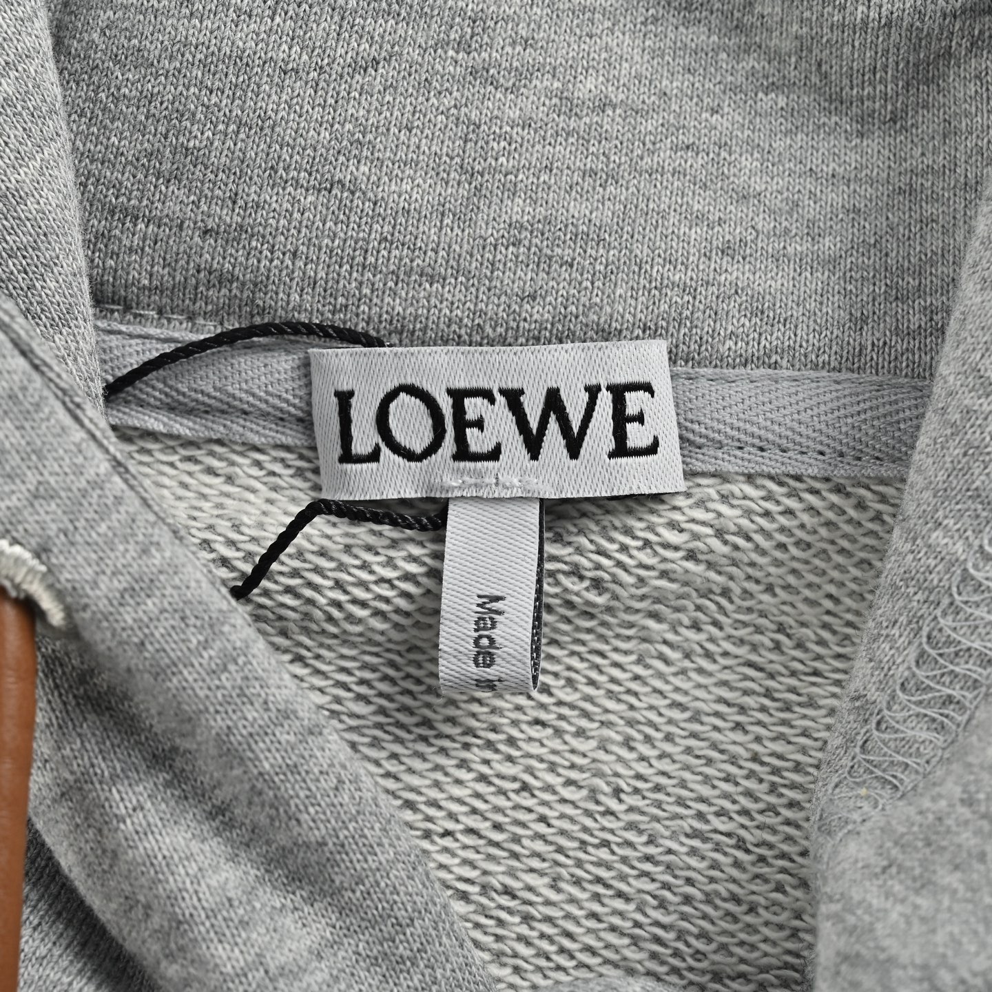 Loewe/罗意威 24Fw 皮质抽绳刺绣logo连帽卫衣