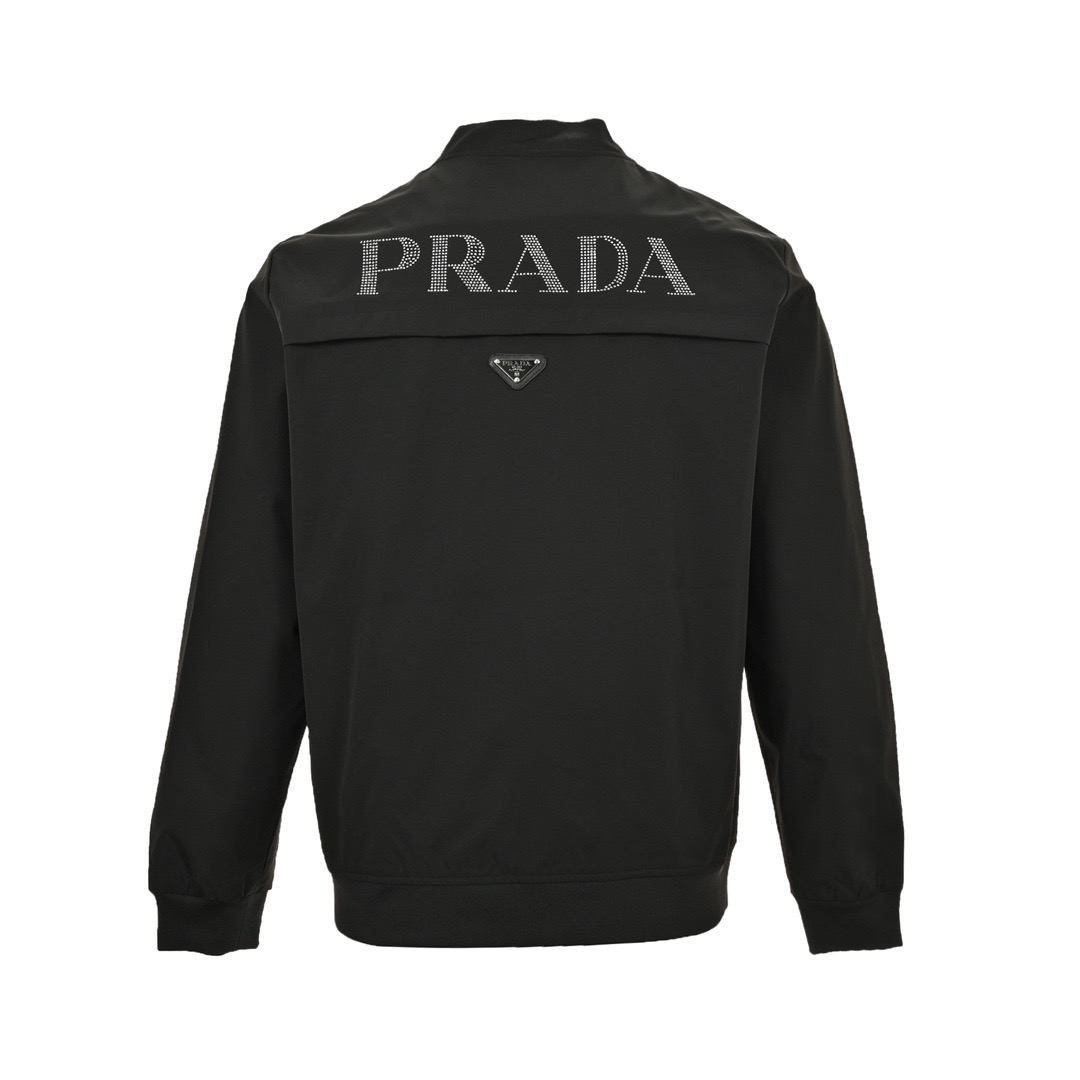 Prada /普拉达 24Fw 三角标背后烫钻字母夹克外套