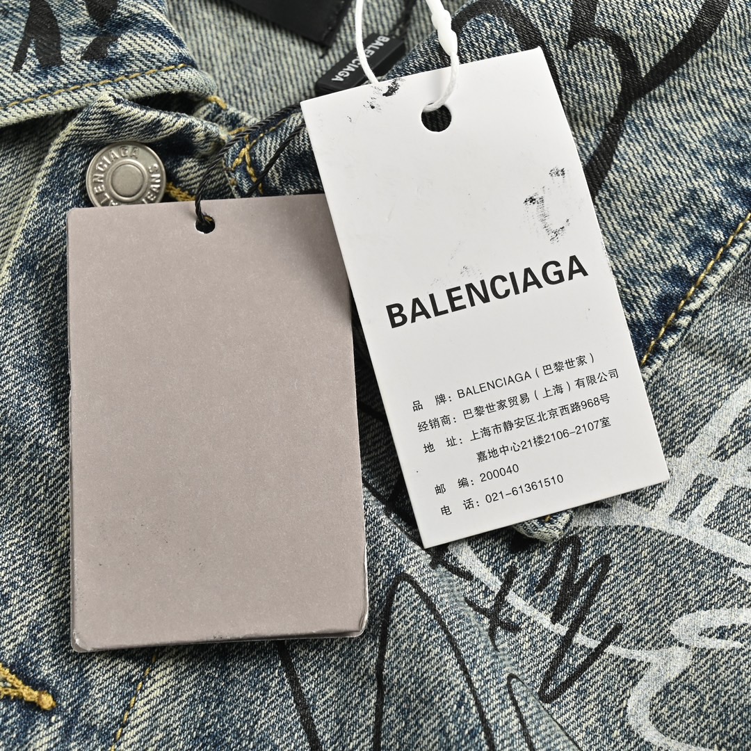 Balenciaga/巴黎世家 涂鸦手绘趣味牛仔外套-High Quatity Cheap Brand wholesale wholesaler seller Clothes Bags handbags Sneakers Top Fashion Clothing Shoes from China Factory Chinese suppliers best Quality Beautiful Price Balenciaga/巴黎世家 涂鸦手绘趣味牛仔外套
