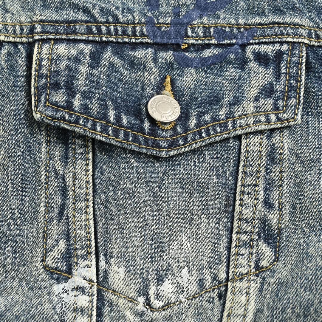 Balenciaga/巴黎世家 涂鸦手绘趣味牛仔外套-High Quatity Cheap Brand wholesale wholesaler seller Clothes Bags handbags Sneakers Top Fashion Clothing Shoes from China Factory Chinese suppliers best Quality Beautiful Price Balenciaga/巴黎世家 涂鸦手绘趣味牛仔外套
