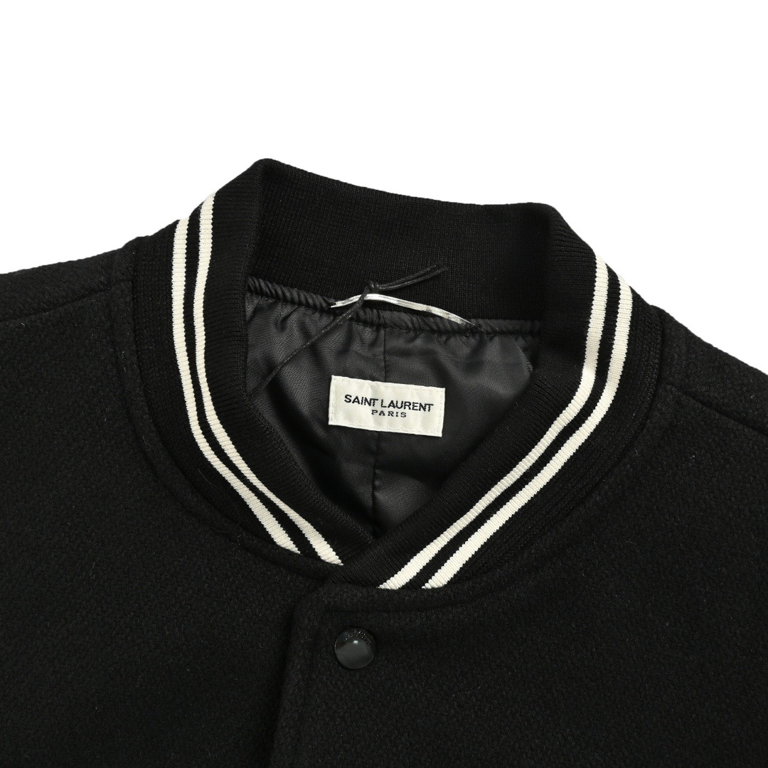 Saint Laurent/ 圣罗兰 YSL经典羊毛拼接羊皮棒球服-High Quatity Cheap Brand wholesale wholesaler seller Clothes Bags handbags Sneakers Top Fashion Clothing Shoes from China Factory Chinese suppliers best Quality Beautiful Price Saint Laurent/ 圣罗兰 YSL经典羊毛拼接羊皮棒球服