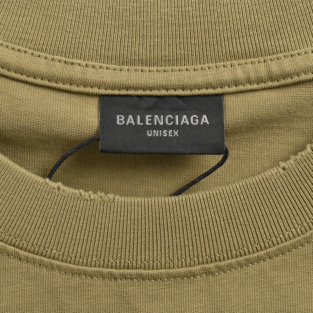 Balenciaga/巴黎世家 24Fw 模糊可乐印花长袖T恤 浅褐色 深灰色 军绿色
