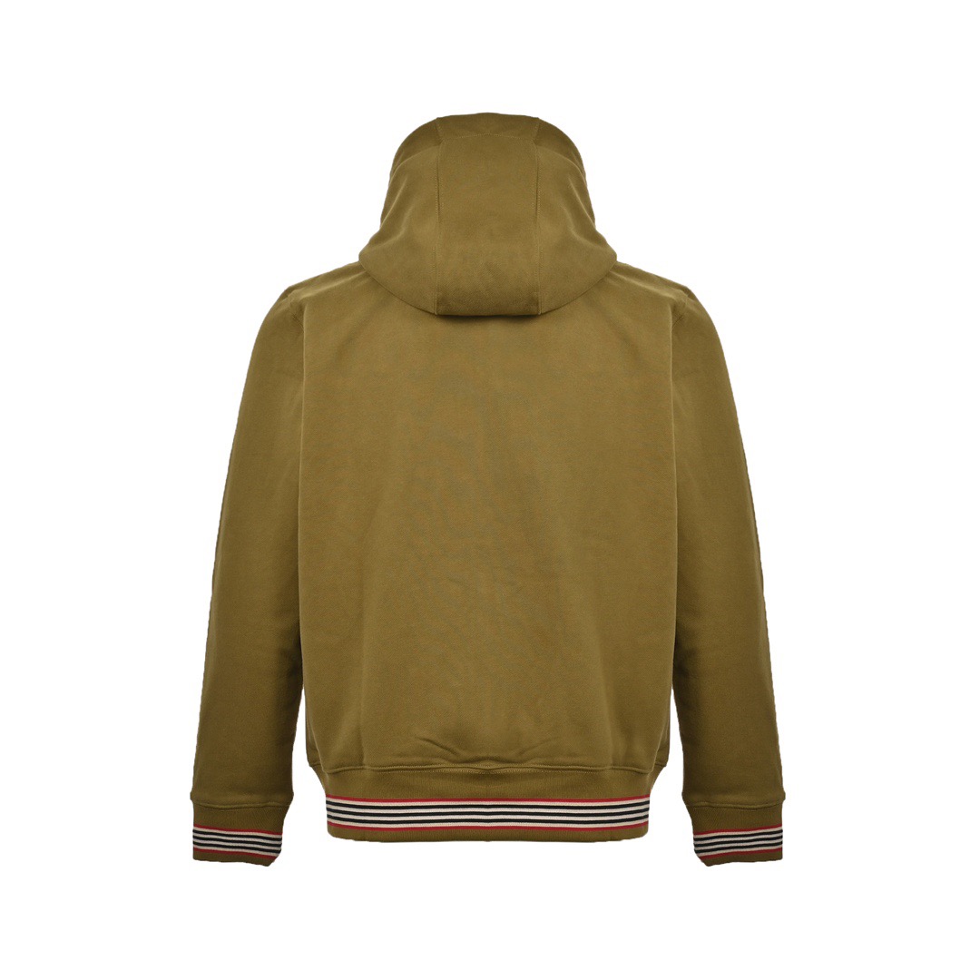 Burberry/巴宝莉 24Fw TB刺绣条纹抓绒拉链连帽外套