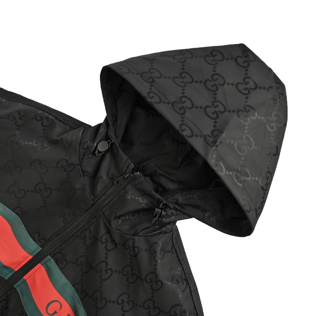 Gucci /古驰 24Fw 红绿织带暗纹风衣外套