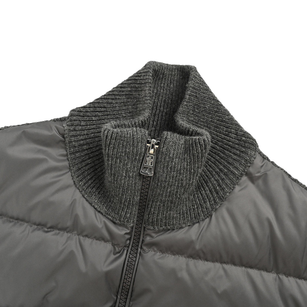 Moncler/蒙口 拼接毛织袖立领薄绒羽绒服外套