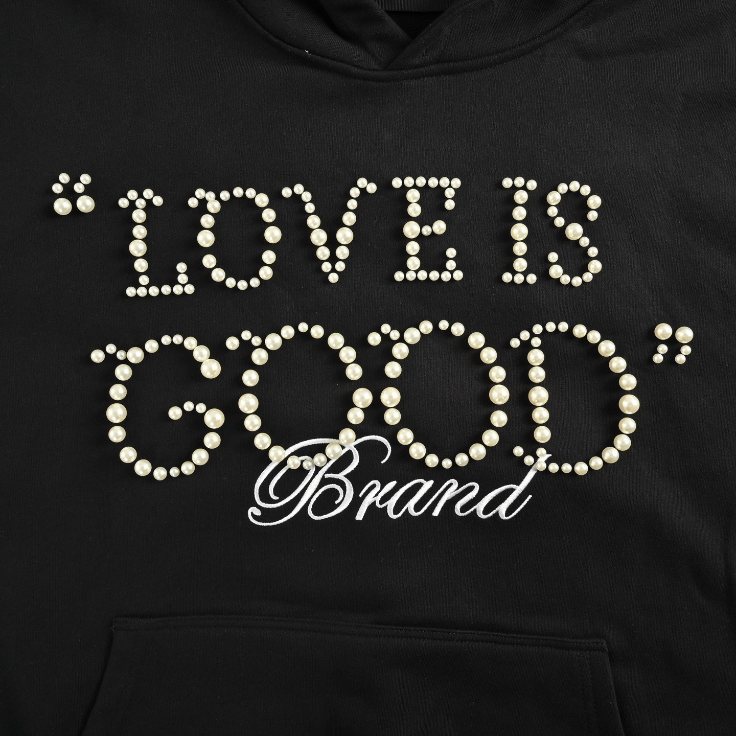 GOOD BRAND 25ss Love is good珍珠字母连帽卫衣