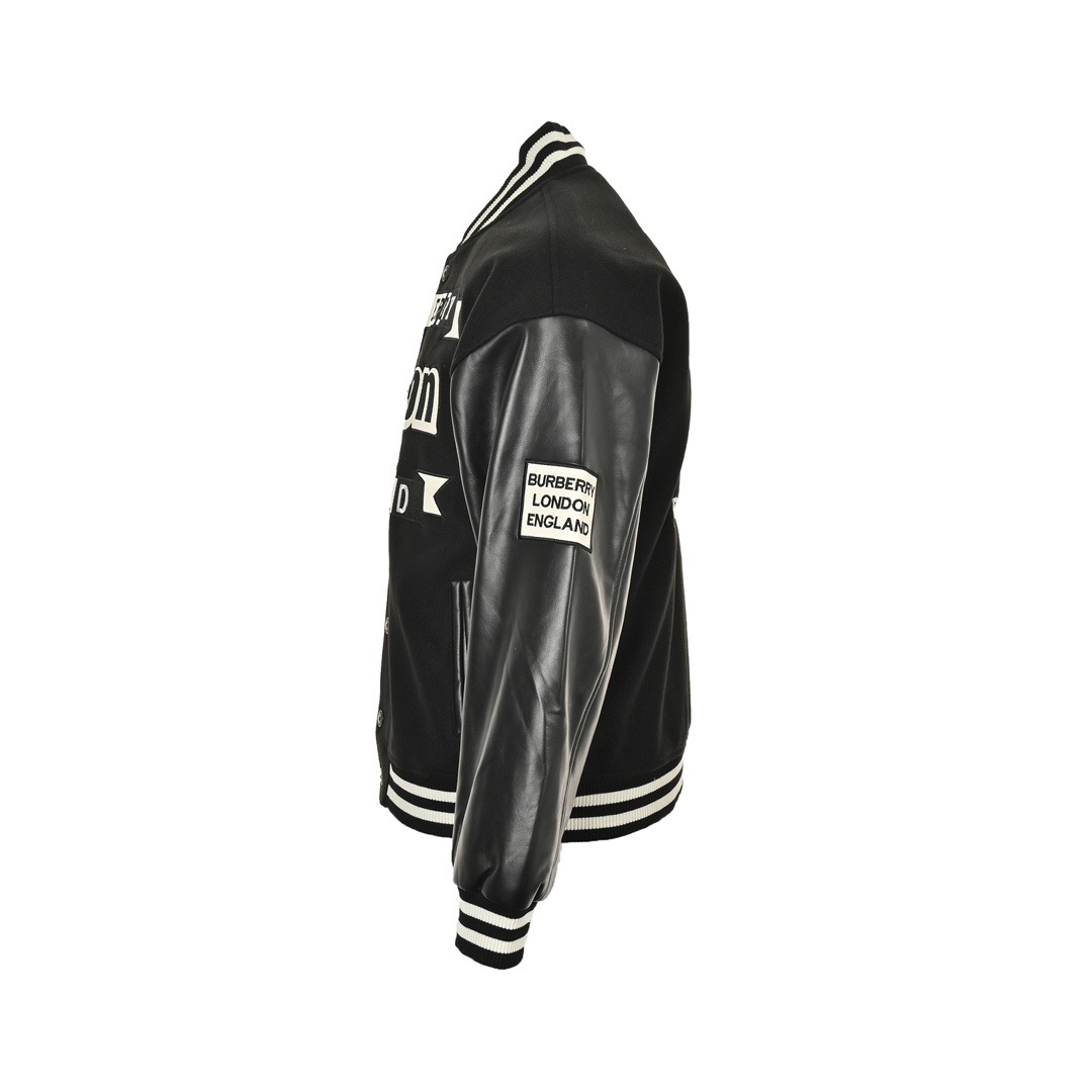 Burberry/巴宝莉 24Fw 植绒字母刺绣拼接棒球服夹克外套
