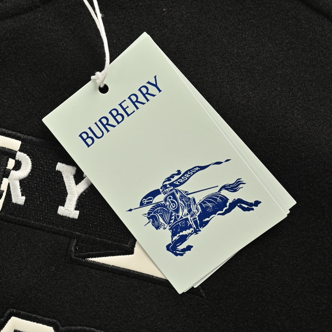 Burberry/巴宝莉 24Fw 植绒字母刺绣拼接棒球服夹克外套