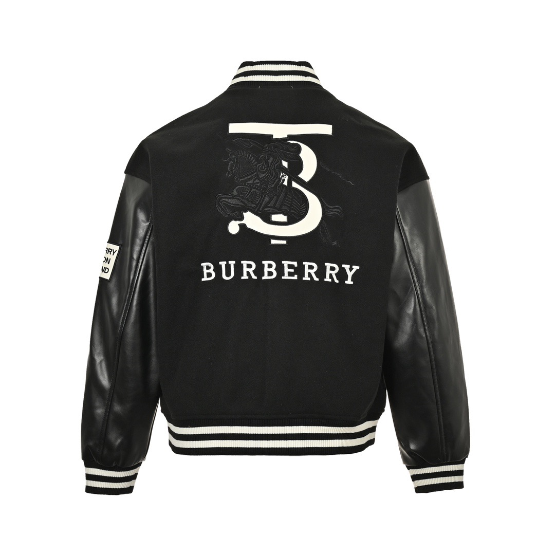 Burberry/巴宝莉 24Fw 植绒字母刺绣拼接棒球服夹克外套