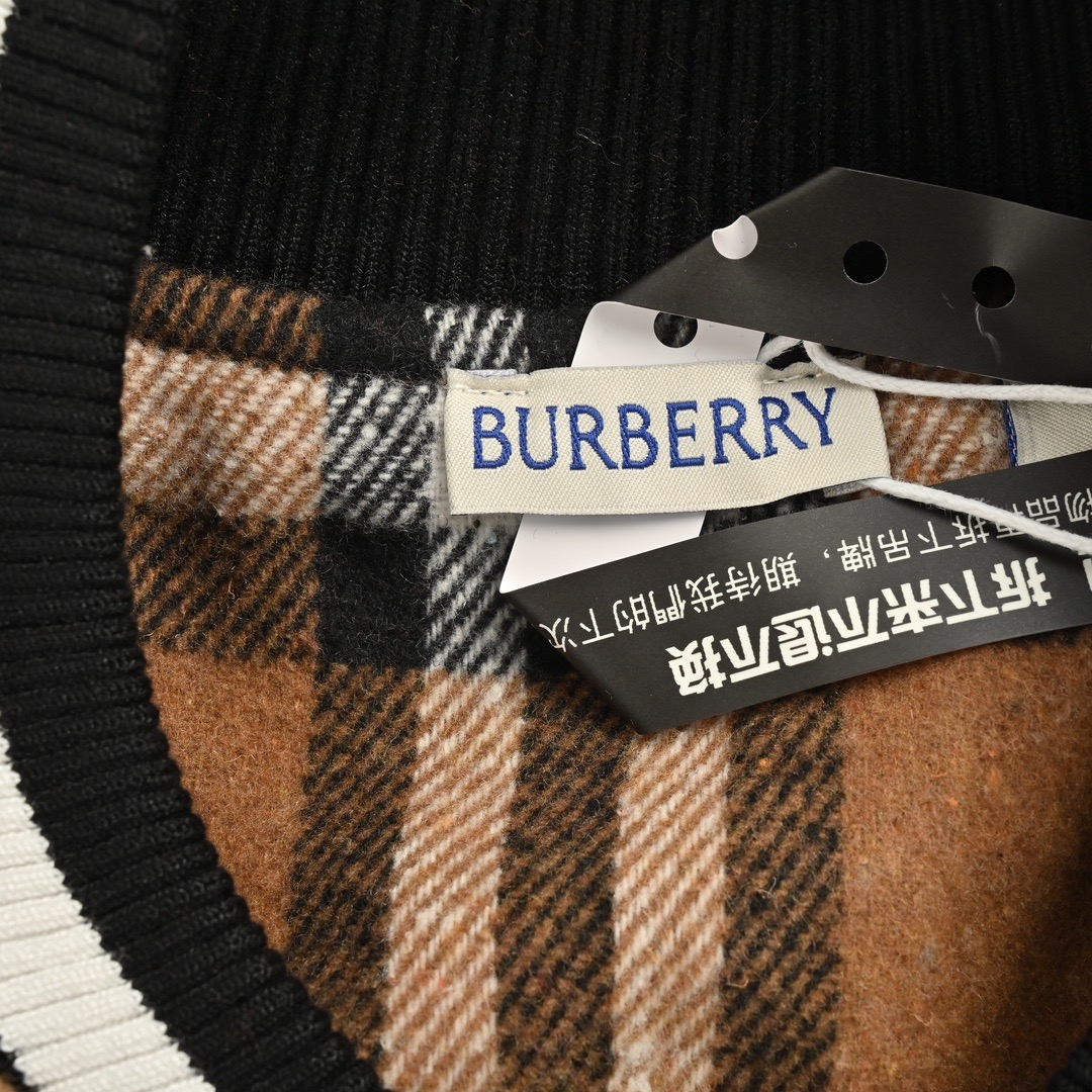 Burberry/巴宝莉 24Fw 条纹刺绣战马拼接棒球服外套