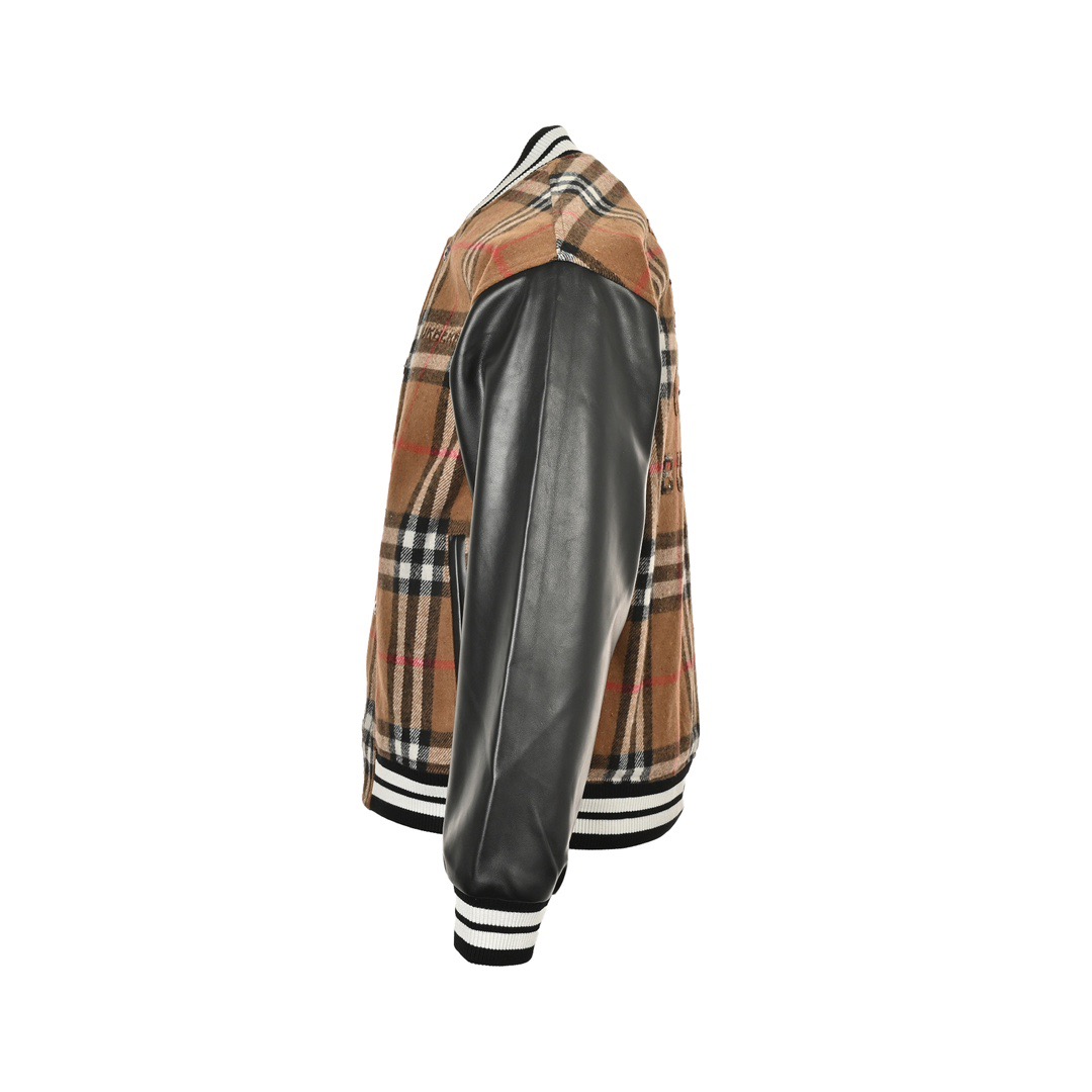 Burberry/巴宝莉 24Fw 条纹刺绣战马拼接棒球服外套