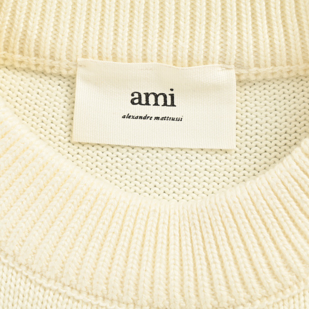 Ami 21Fw 刺绣爱心微标圆领毛衣