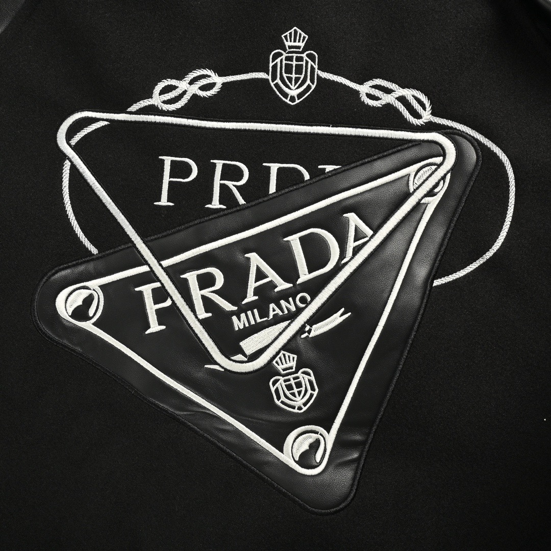 Prada/普拉达 三角标刺绣拼接棒球服夹克外套