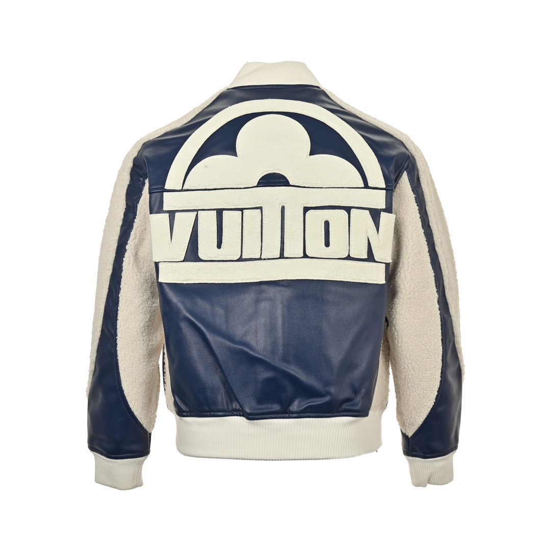 Louis Vuitton/路易威登 23Fw 贴布老花羊羔绒拼接棒球服外套