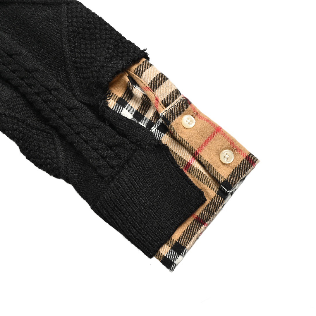 Burberry/巴宝莉 假两件拼接圆领毛衣 拼接圆领毛衣-莆田鞋,莆田鞋货源,高仿鞋,高仿鞋货源,安福档口,莆田高仿鞋,莆田鞋批发,高仿鞋批发,莆田高仿运动鞋,高仿运动鞋,莆田运动鞋 Burberry/巴宝莉 假两件拼接圆领毛衣 拼接圆领毛衣