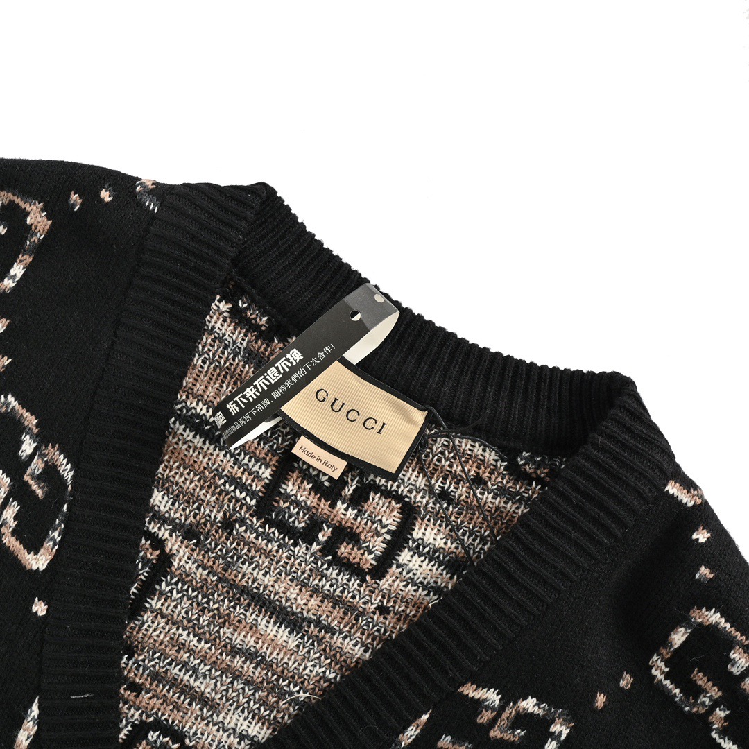 Gucci/古驰 GG互扣提花开衫针织衫毛衣