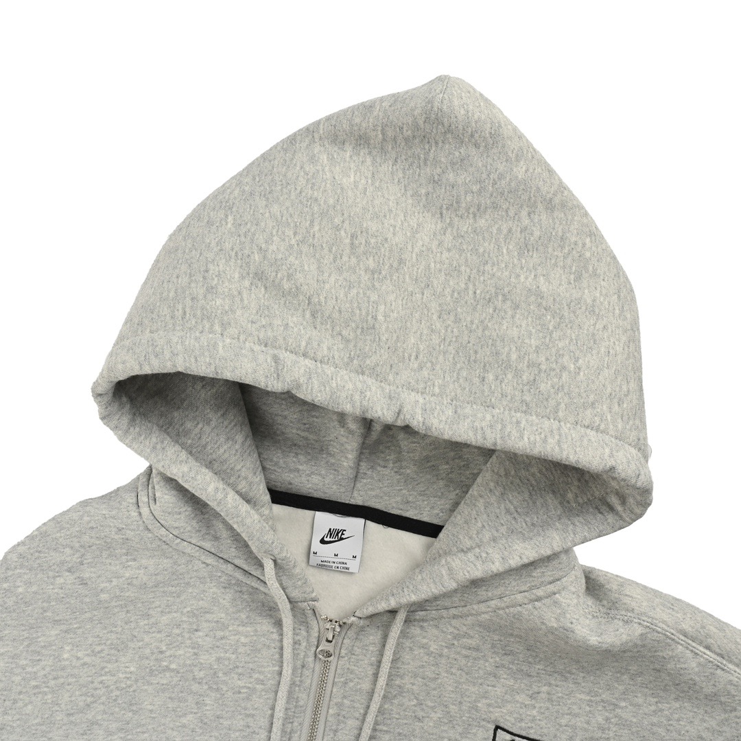 Stussy & Nike 联名款刺绣logo纯色拉链连帽卫衣外套
