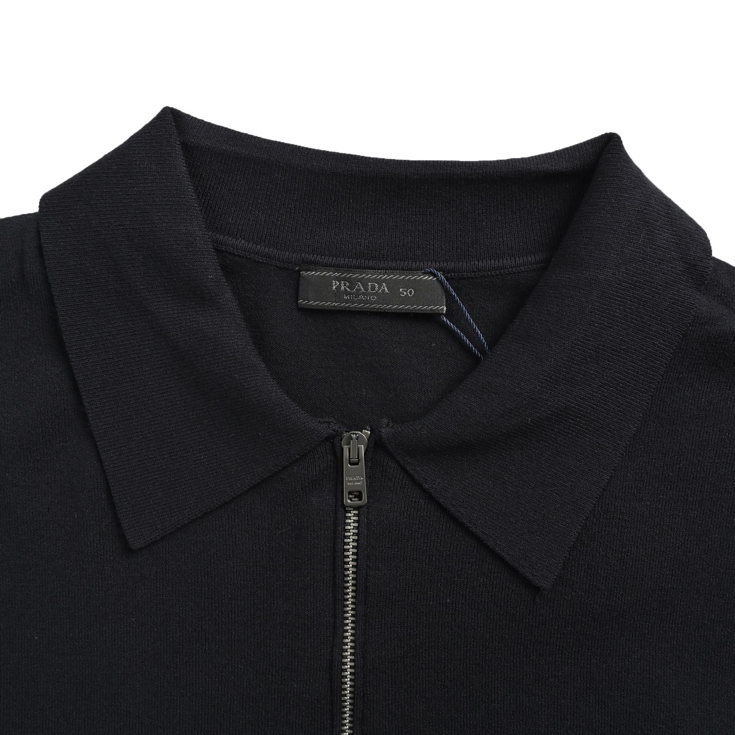 Prada/普拉达 刺绣半拉链针织长袖Polo衫