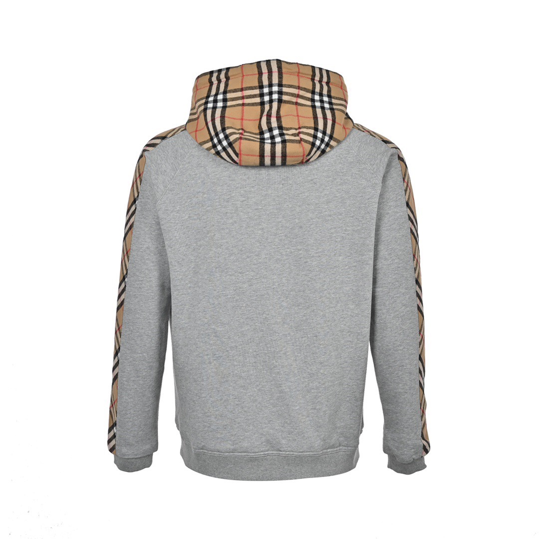 Burberry/巴宝莉 20Fw 刺绣TB格纹拼接拉链卫衣外套