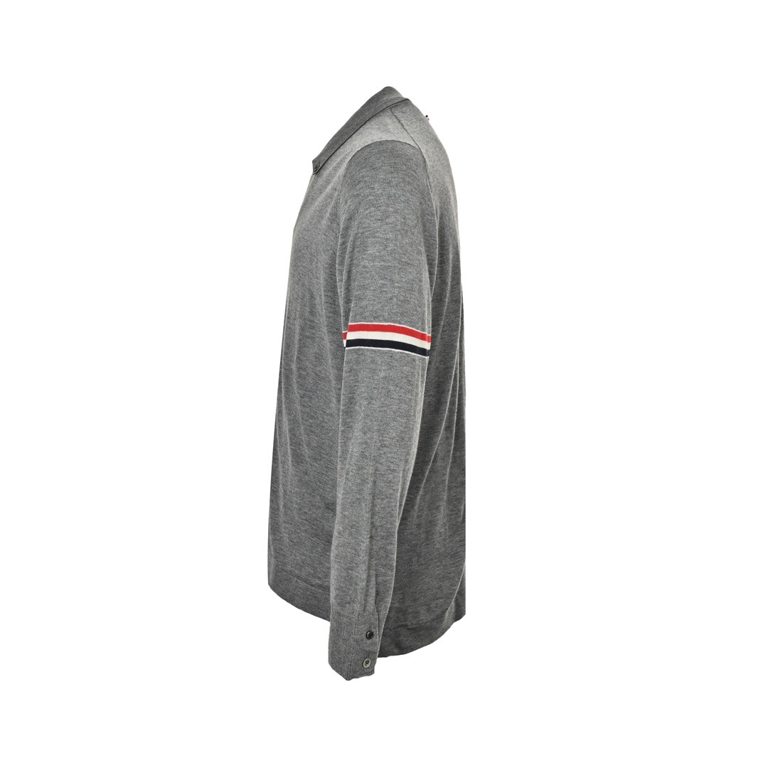 Thom Browne/汤姆布朗 24Fw袖标澳毛翻领毛衣开衫