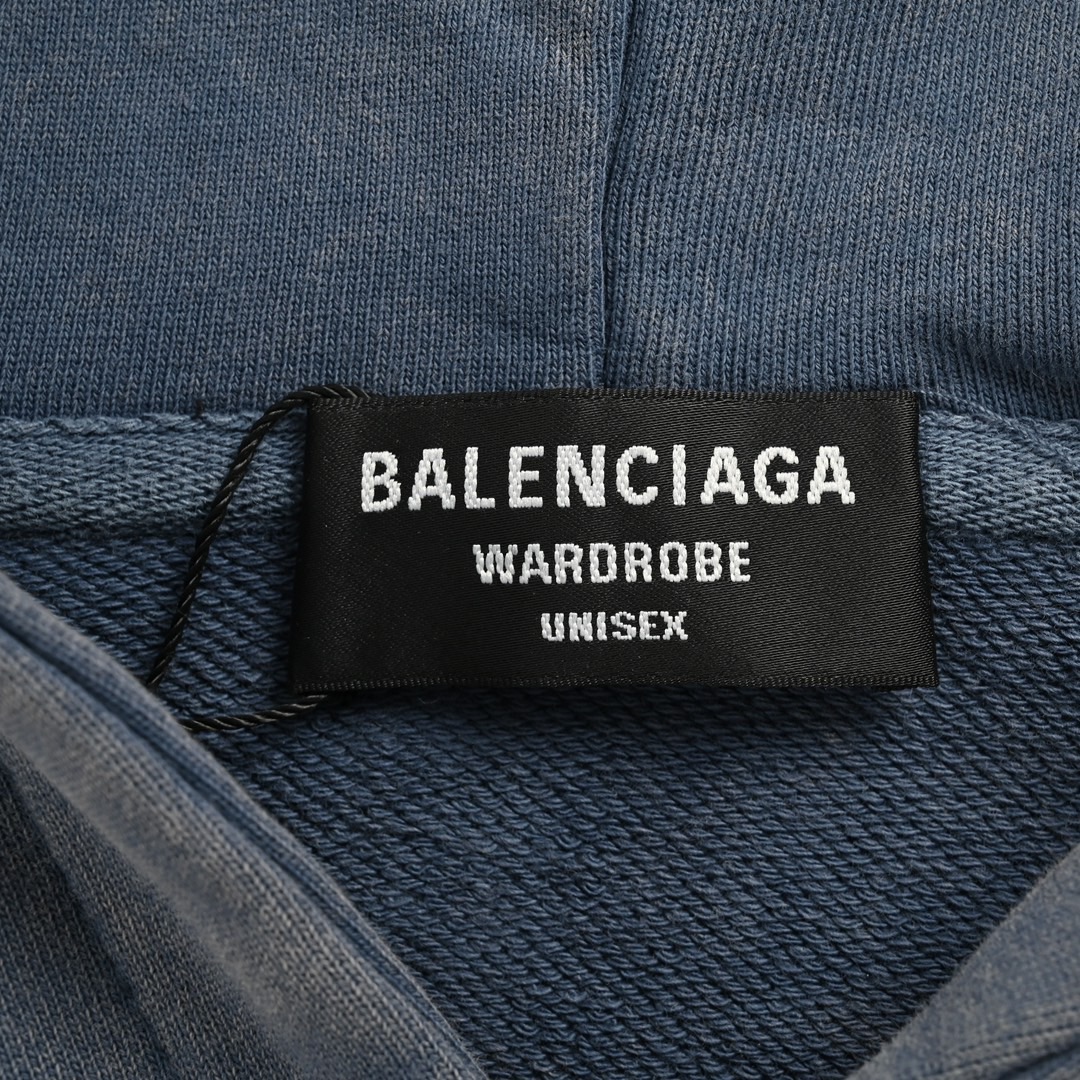 Balenciaga/巴黎世家 前后刺绣字母水洗连帽卫衣