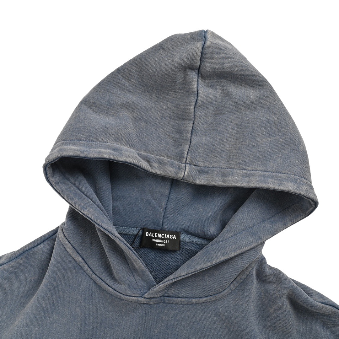 Balenciaga/巴黎世家 前后刺绣字母水洗连帽卫衣