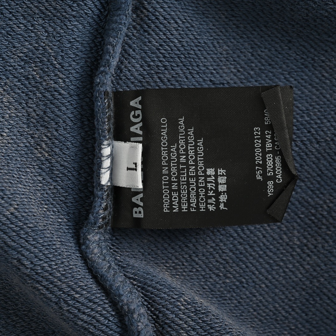 Balenciaga/巴黎世家 前后刺绣字母水洗连帽卫衣