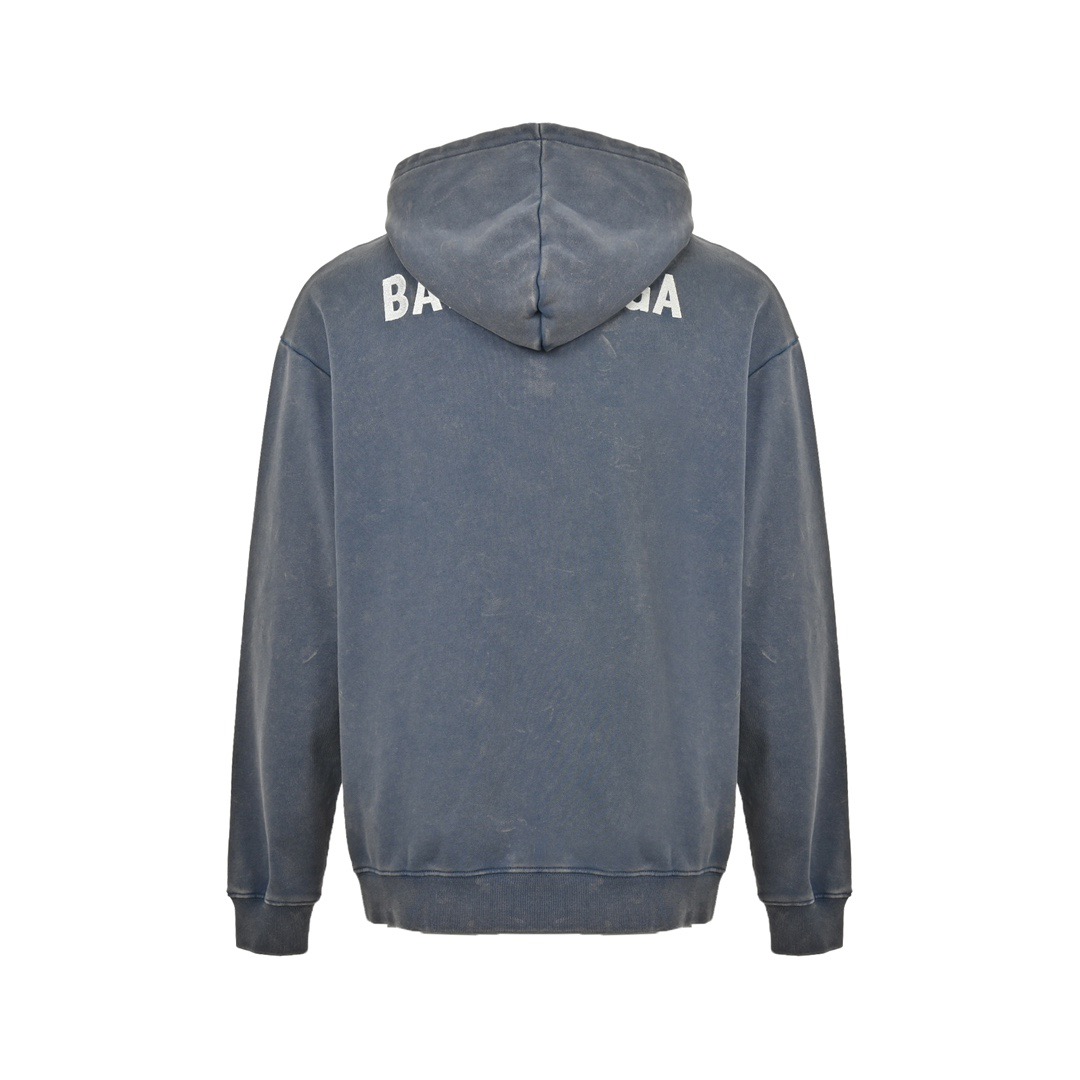 Balenciaga/巴黎世家 前后刺绣字母水洗连帽卫衣