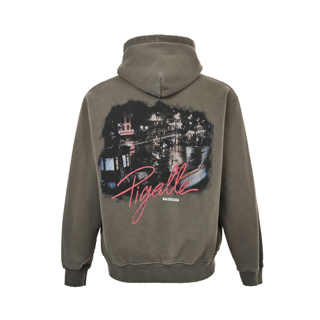 Balenciaga/巴黎世家 24Fw Pigelle夜景加绒连帽卫衣