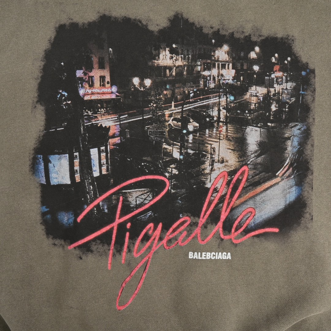 Balenciaga/巴黎世家 24Fw Pigelle夜景加绒连帽卫衣