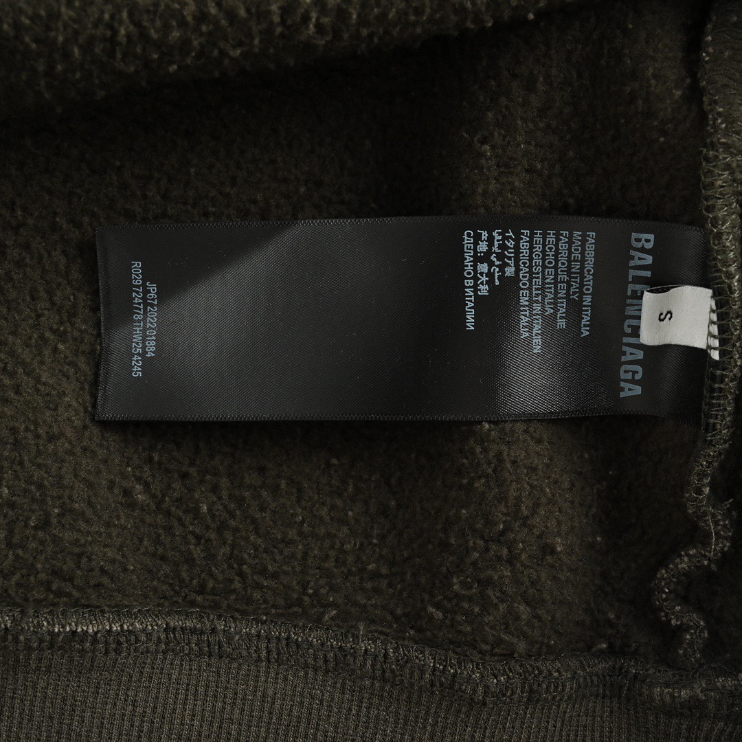 Balenciaga/巴黎世家 24Fw 胸前“PARIS”字母印花加绒连帽卫衣