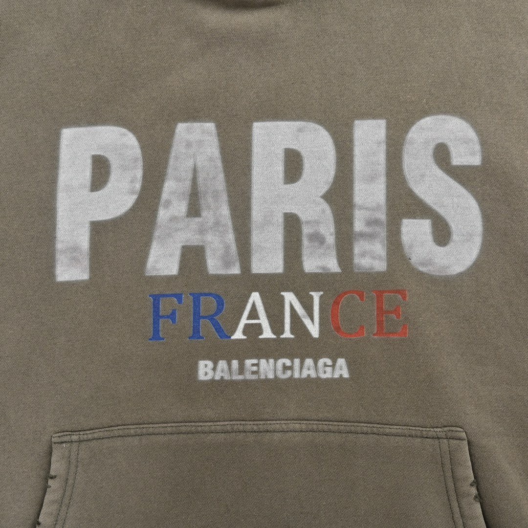 Balenciaga/巴黎世家 24Fw 胸前“PARIS”字母印花加绒连帽卫衣