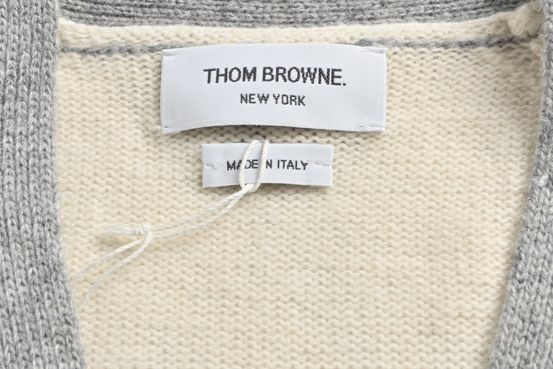 THOM BROWNE/汤姆布朗 23FW 拼色羊毛开衫毛衣