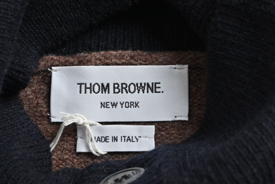 Thom Browne/汤姆布朗 23Fw 拼色羊毛翻领毛衣