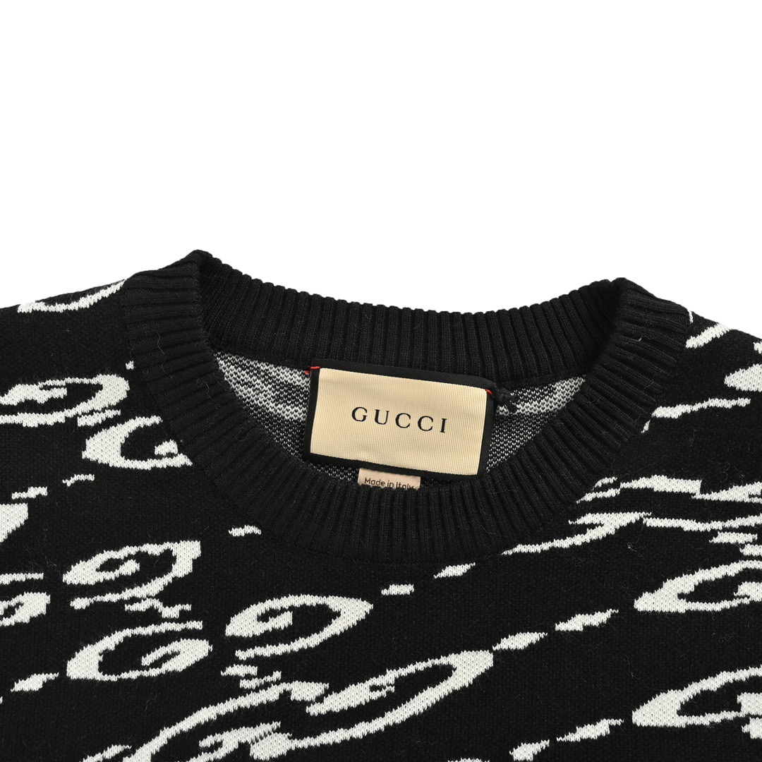Gucci/古驰 24Fw 扭曲满印双G提花毛衣 本款圆领衫