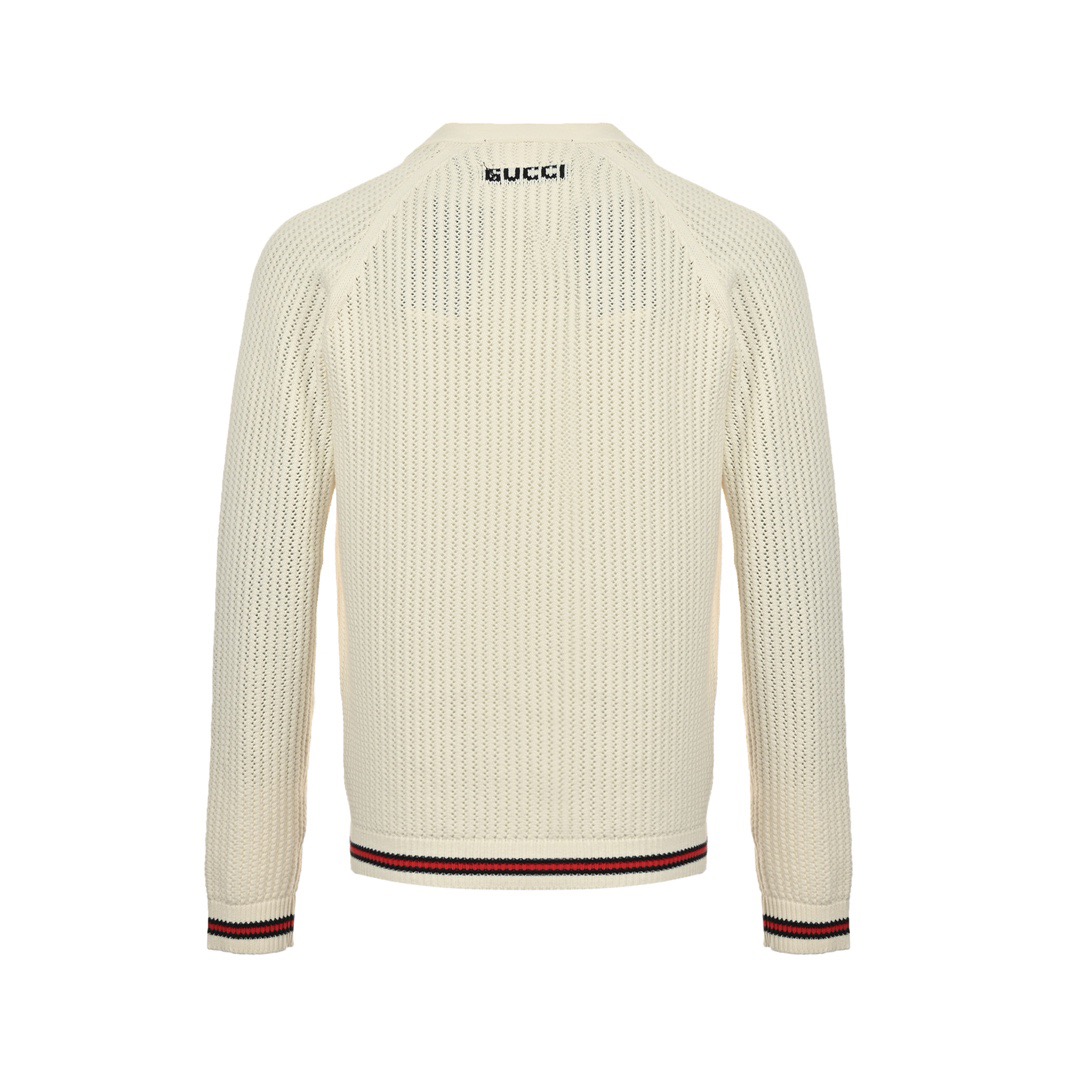 Gucci/古驰 24Fw 下摆条纹粗针毛衣开衫 在2024年秋冬季系列中