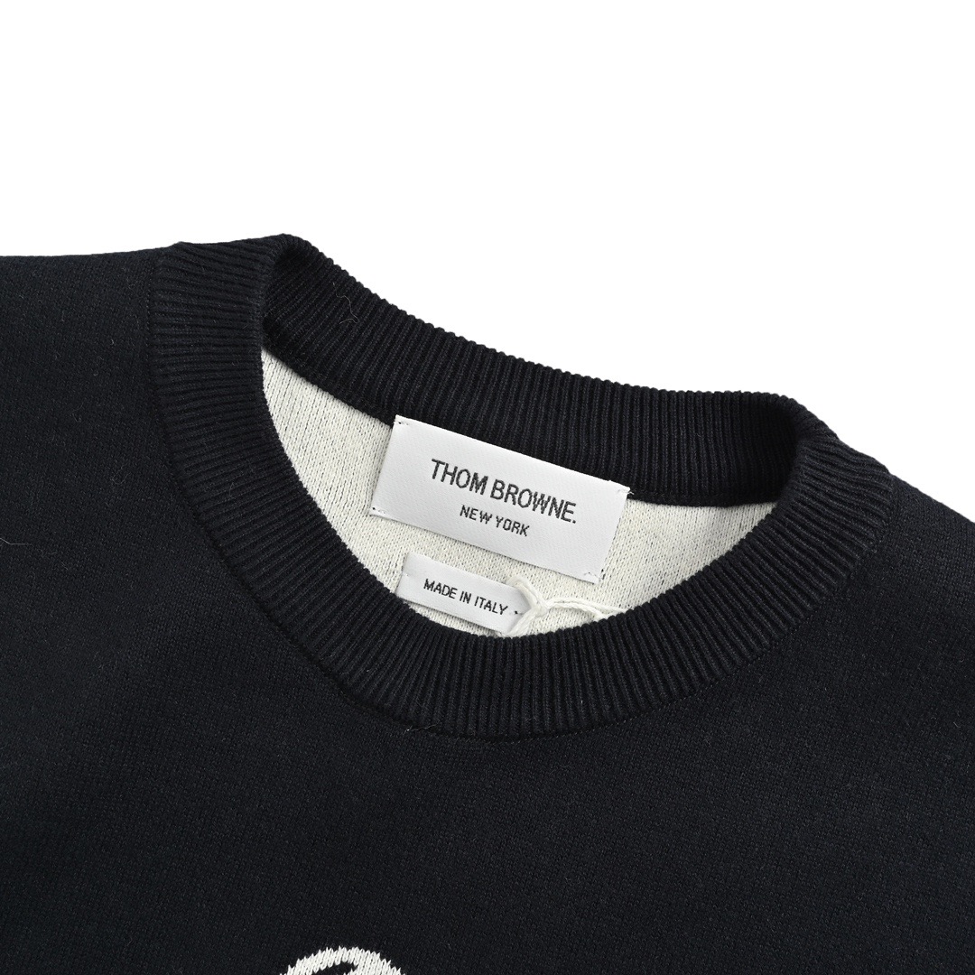 Thom Browne/汤姆布朗 23Fw 船锚提花圆领毛衣