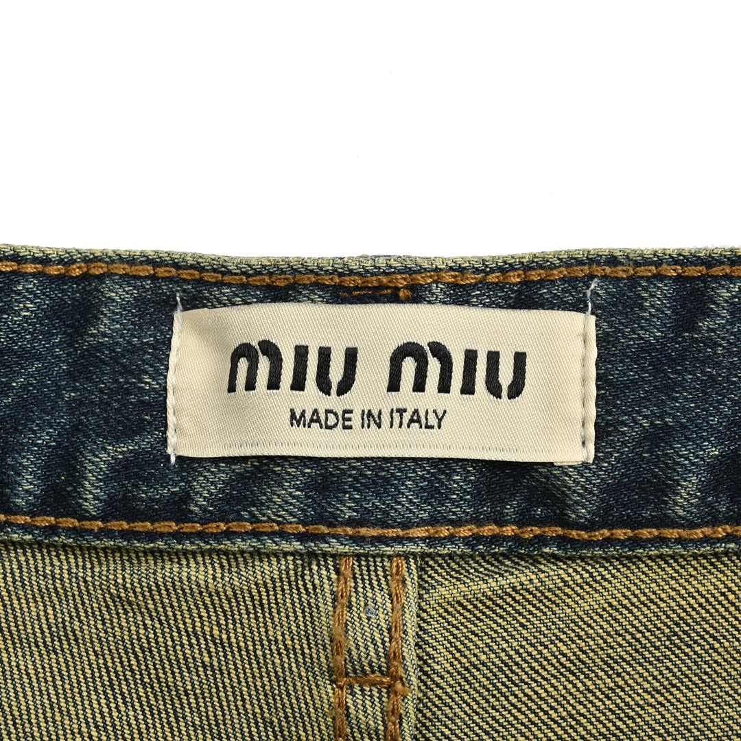 Miu Miu/缪缪 24Fw 后袋字母刺绣水洗牛仔裤