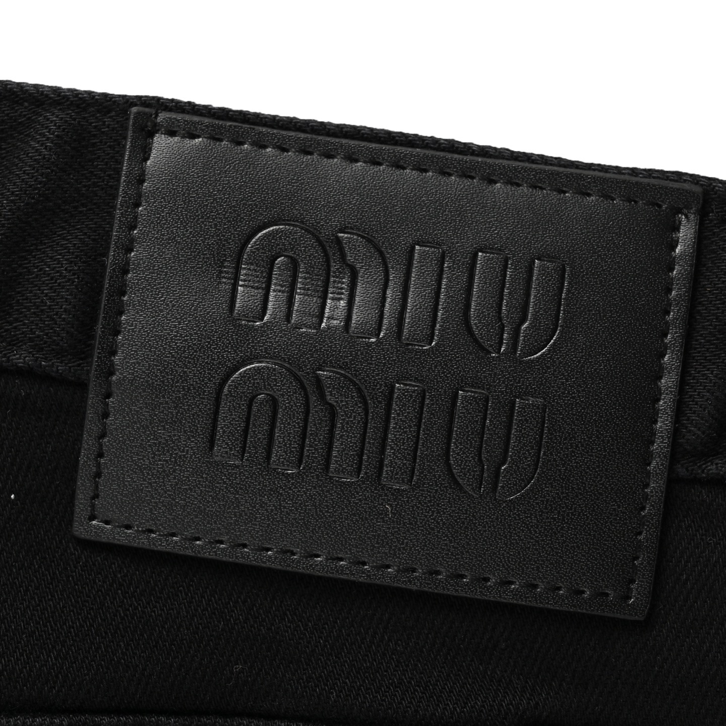 Miu Miu/缪缪 后袋刺绣字母牛仔裤