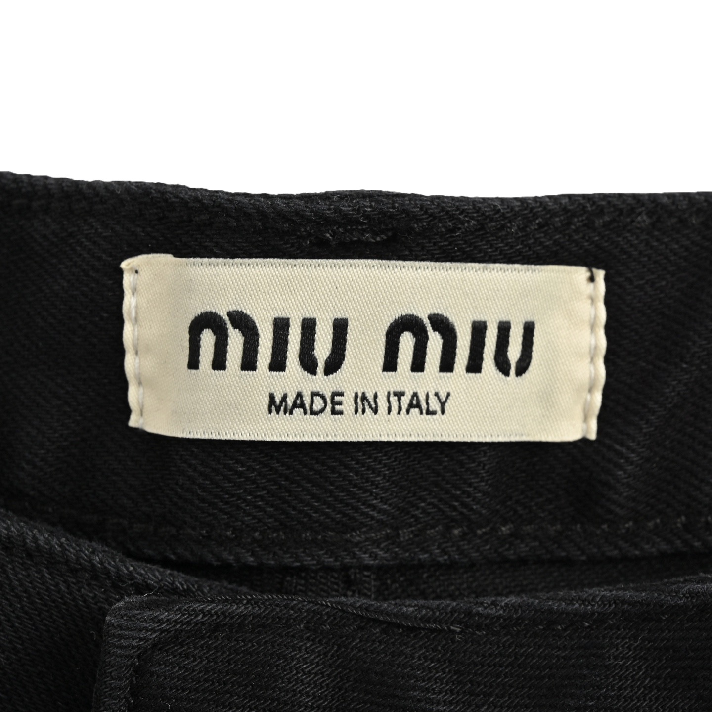 Miu Miu/缪缪 后袋刺绣字母牛仔裤