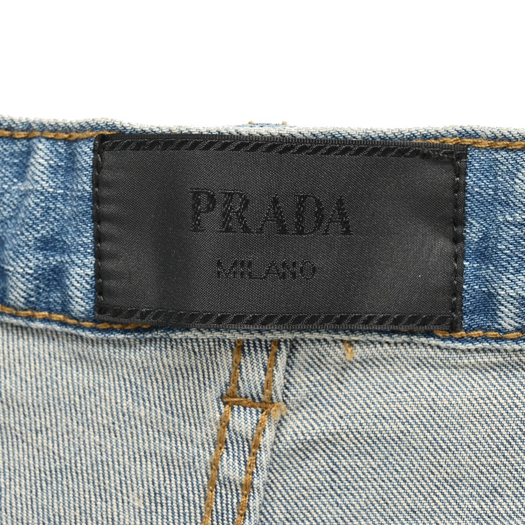 Prada/普拉达 后袋经典徽标logo压花水洗牛仔裤 牛仔裤