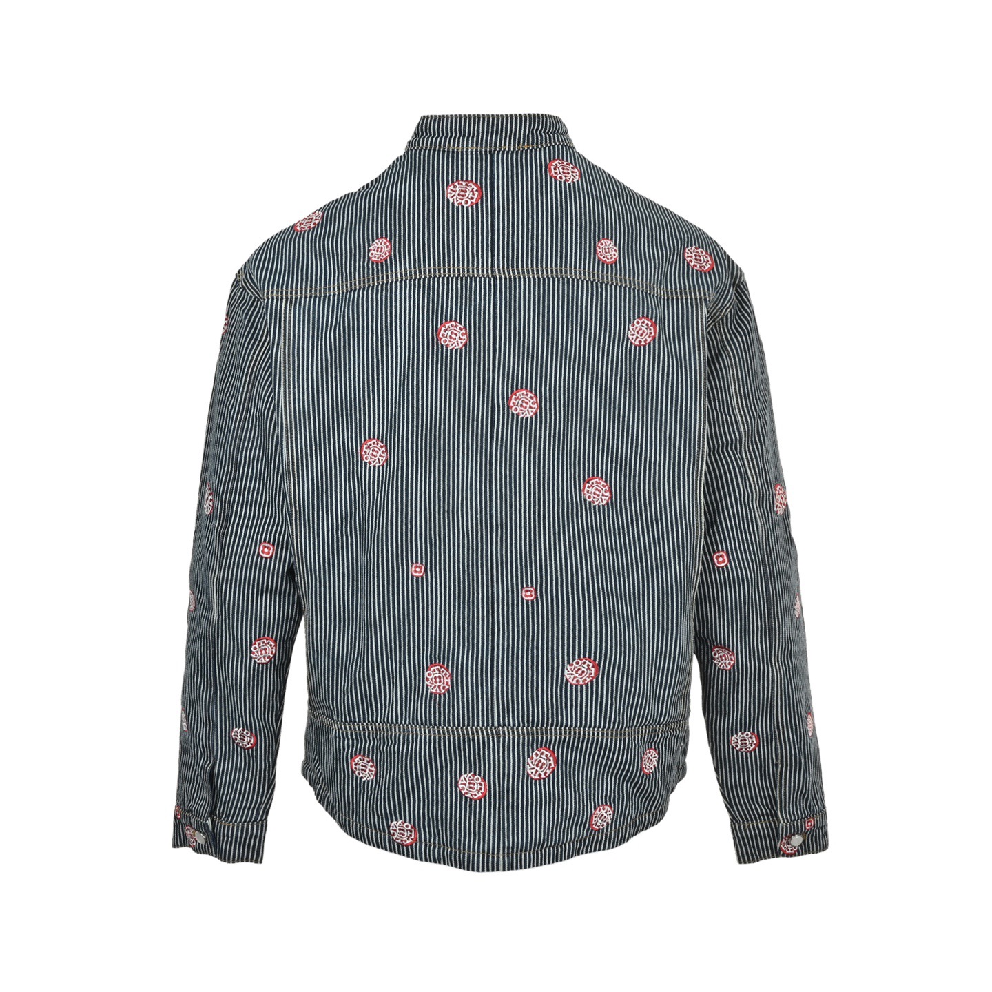 本地自取: Louis Vuitton/路易威登 樱花刺绣竖条纹牛仔套装牛仔外套 王嘉尔同款,原版49800,高订面料采用,430g定制全棉条纹面料,裁片对位刺绣,纽扣都是一体的.洗水后手感透气舒服.车工精密,内里套布工艺,双层工艺. 需要多年经验的老师傅才能做到.匠人精神.手工订不会掉,YB订制珍珠扣,下摆特种机绣花,细节媲美原版,整套低调奢华的设计,走秀款必定属于你的时尚百搭单品,牛仔外套夹克!