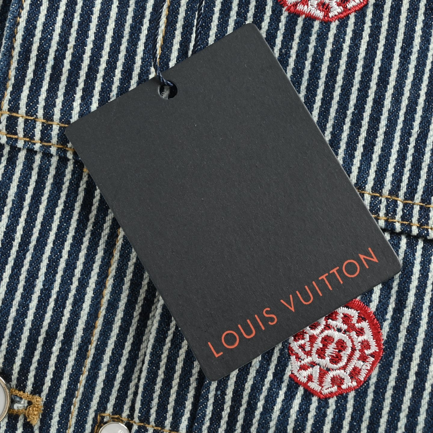 Louis Vuitton/路易威登 樱花刺绣竖条纹牛仔套装牛仔外套