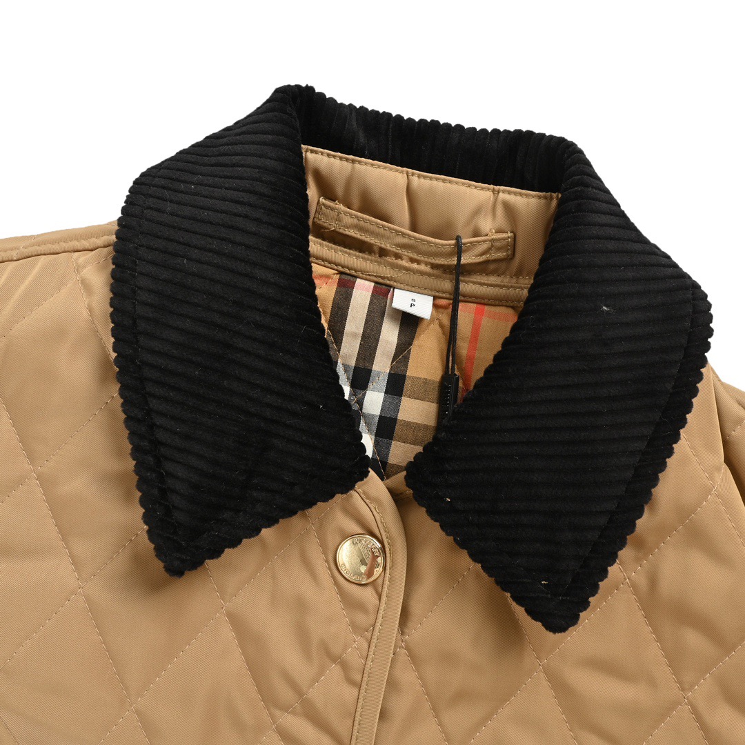 Burberry/巴宝莉 硅胶袖标复古菱格绗缝夹棉外套